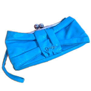 Jessica Simpson Jenny Bow Turquoise Wristlet